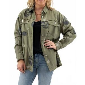 NEW FANTASTIC FAWN oversized skull shacket in olive